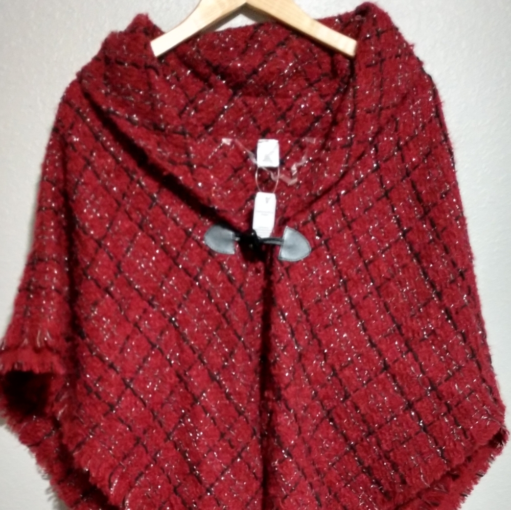 Red woven Poncho